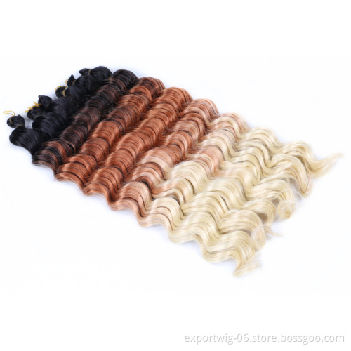 Wholesale 20 Inch Deep Wave Twist Crochet Hair Natural Ombre Braiding Hair Extensions Synthetic Crochet Braid Hair Extension
